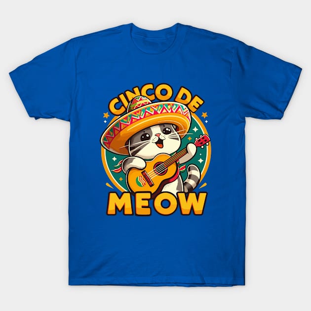 Cinco De Meow Cat Men Women Funny Cinco De Mayo T-Shirt by BOB